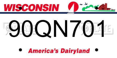 90QN701 Wisconsin License Plate