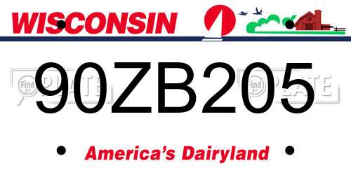 90ZB205 Wisconsin License Plate