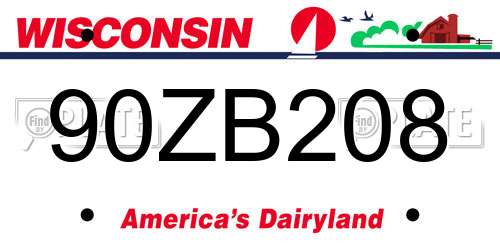 90ZB208 Wisconsin License Plate