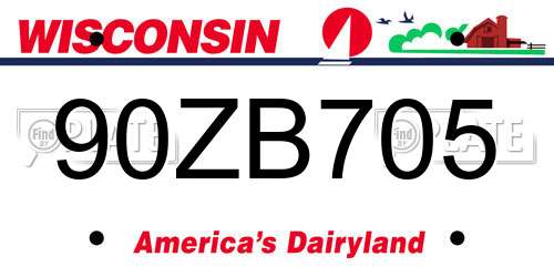 90ZB705 Wisconsin License Plate