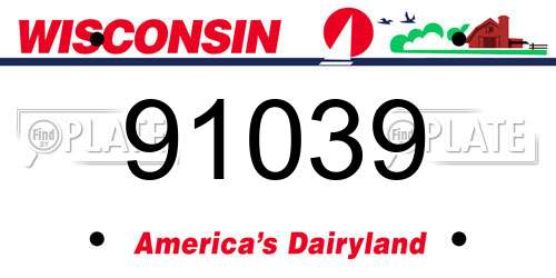 91039 Wisconsin License Plate