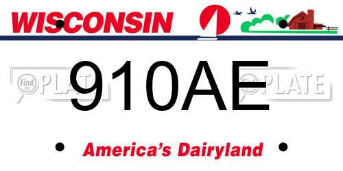 910AE Wisconsin License Plate