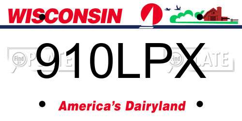 910LPX Wisconsin License Plate