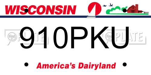 910PKU Wisconsin License Plate