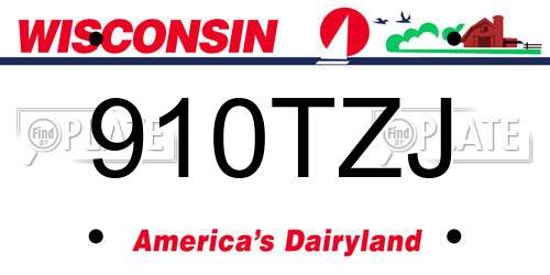 910TZJ Wisconsin License Plate
