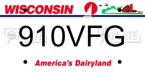 910VFG Wisconsin License Plate