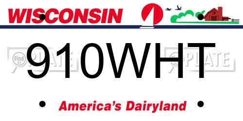 910WHT Wisconsin License Plate