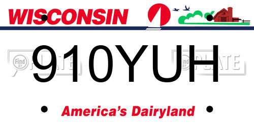 910YUH Wisconsin License Plate