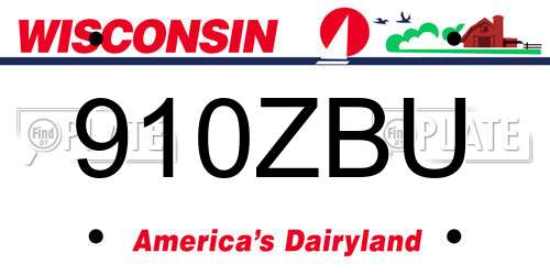 910ZBU Wisconsin License Plate