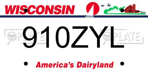 910ZYL Wisconsin License Plate