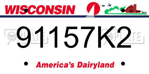 91157K2 Wisconsin License Plate