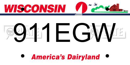 911EGW Wisconsin License Plate