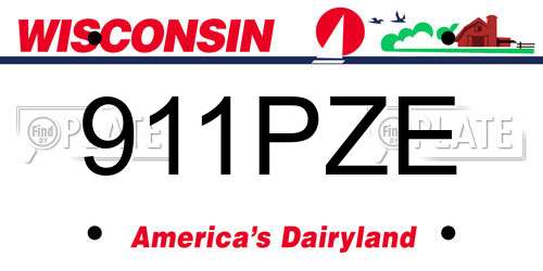 911PZE Wisconsin License Plate