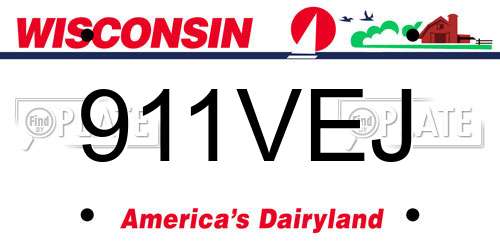 911VEJ Wisconsin License Plate