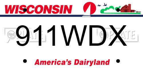 911WDX Wisconsin License Plate