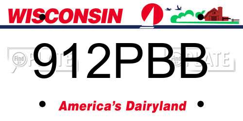 912PBB Wisconsin License Plate