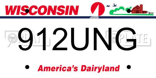 912UNG Wisconsin License Plate