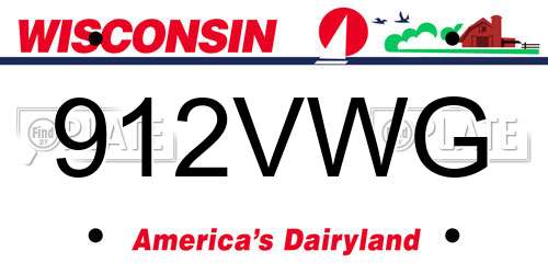 912VWG Wisconsin License Plate