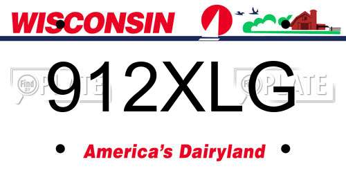 912XLG Wisconsin License Plate