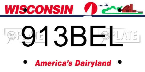 913BEL Wisconsin License Plate