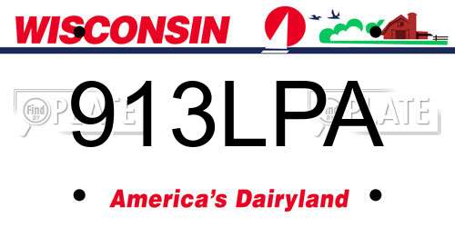 913LPA Wisconsin License Plate