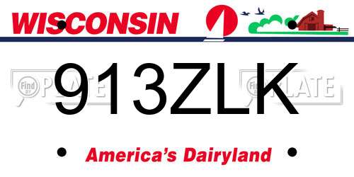 913ZLK Wisconsin License Plate