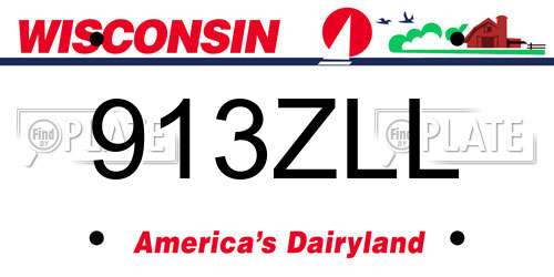 913ZLL Wisconsin License Plate