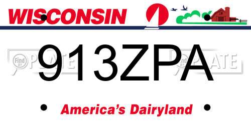 913ZPA Wisconsin License Plate