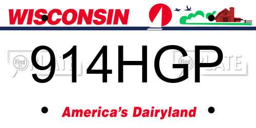 914HGP Wisconsin License Plate