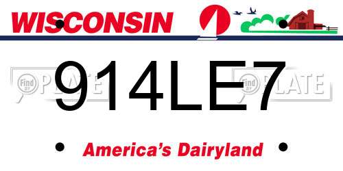 914LE7 Wisconsin License Plate