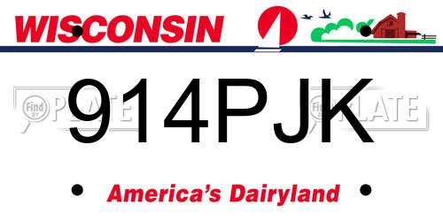 914PJK Wisconsin License Plate