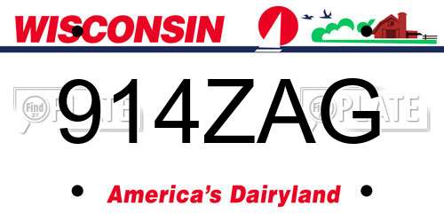 914ZAG Wisconsin License Plate