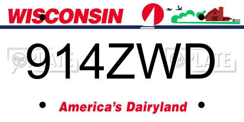 914ZWD Wisconsin License Plate