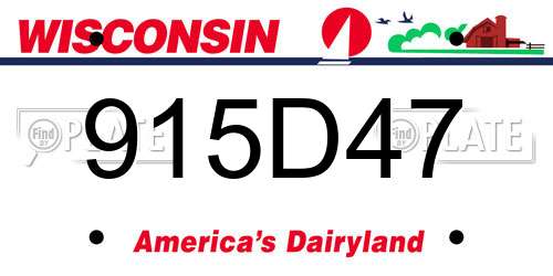 915D47 Wisconsin License Plate