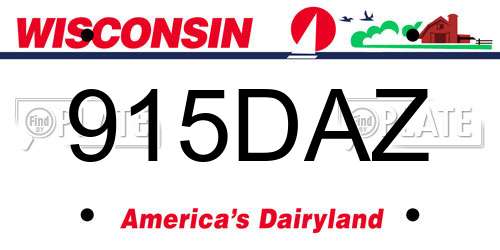 915DAZ Wisconsin License Plate