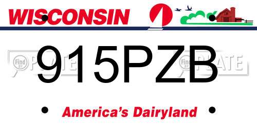 915PZB Wisconsin License Plate