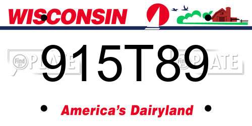 915T89 Wisconsin License Plate