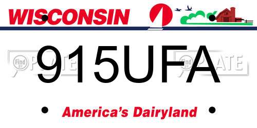 915UFA Wisconsin License Plate