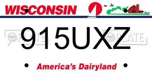 915UXZ Wisconsin License Plate
