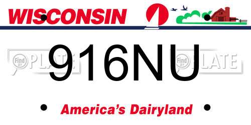 916NU Wisconsin License Plate