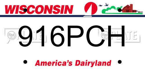 916PCH Wisconsin License Plate