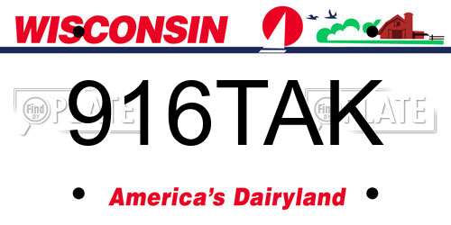 916TAK Wisconsin License Plate