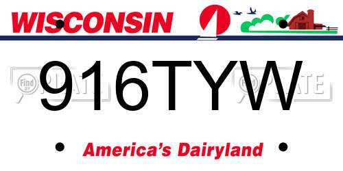 916TYW Wisconsin License Plate