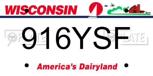 916YSF Wisconsin License Plate