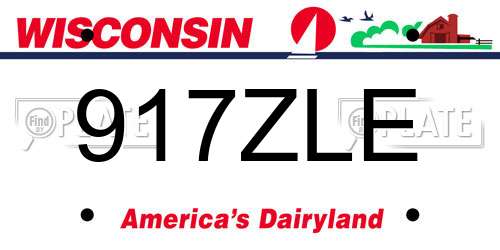 917ZLE Wisconsin License Plate