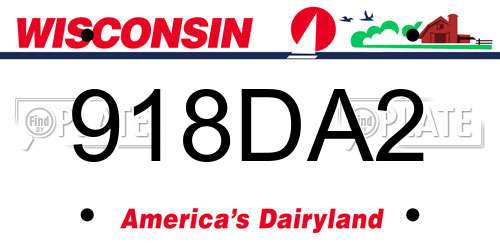 918DA2 Wisconsin License Plate