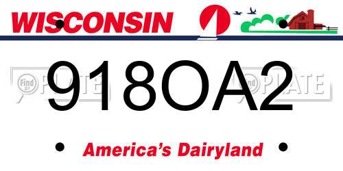 918OA2 Wisconsin License Plate