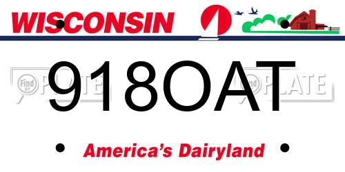 918OAT Wisconsin License Plate