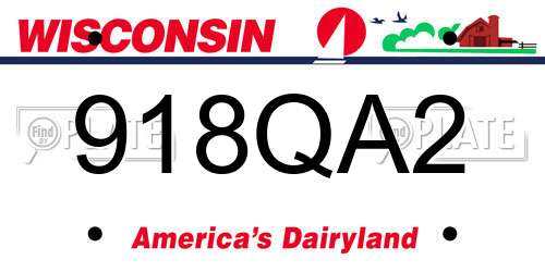 918QA2 Wisconsin License Plate