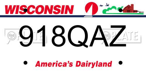 918QAZ Wisconsin License Plate